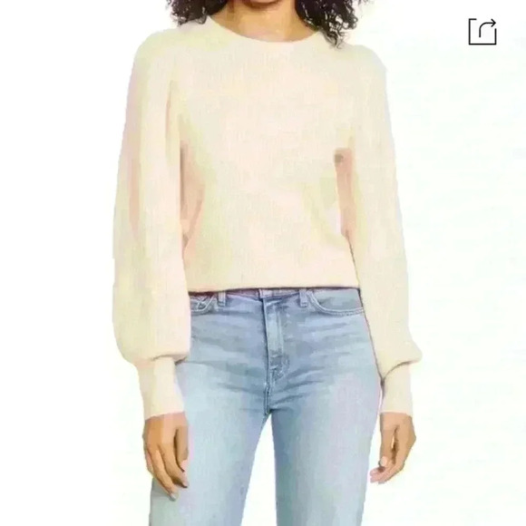 Halogen Blouson Sleeve Sweater in Pink Chintz - Picture 1 of 8